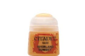 Averland Sunset is a warm, rich yellow Citadel Base paint that delivers strong, consistent coverage on your miniatures. Perfect for painting bright armor panels, robes, and heraldic details in a single coat.
