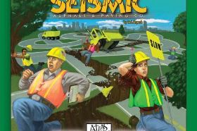 Seismic Asphalt & Paving Co is a quirky and strategic card game where players compete to build the most profitable road-paving empire. A unique and humorous take on economic strategy gameplay.