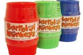Barrel of Monkeys is the classic family game where players hook plastic monkeys together in a long chain without dropping any. Simple, silly fun that's been delighting kids and families for generations.