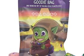 The Hymgho Goblin Goodie Bag is a mystery bag of random plastic polyhedral dice — a delightful surprise for players who love collecting colorful sets. Each bag contains a full set of dice in a randomly selected colorway, making every one a unique find.